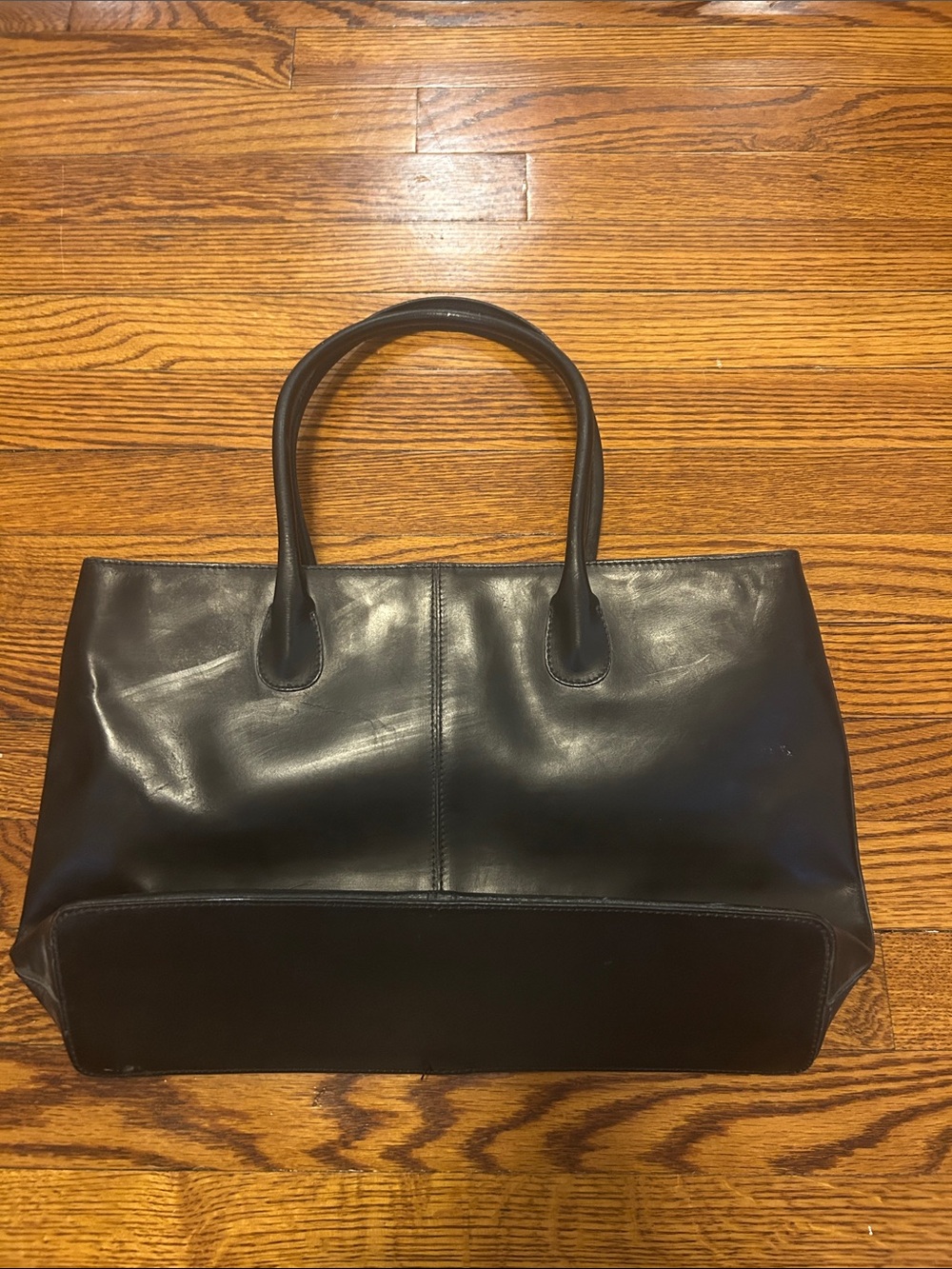 J. Crew Black Leather Tote with Top Handles